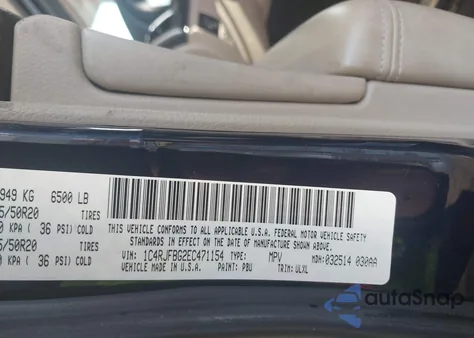 2014 Jeep Grand Cherokee Limited z USA, uszkodzony, nr VIN 1C4RJFBG2EC471154